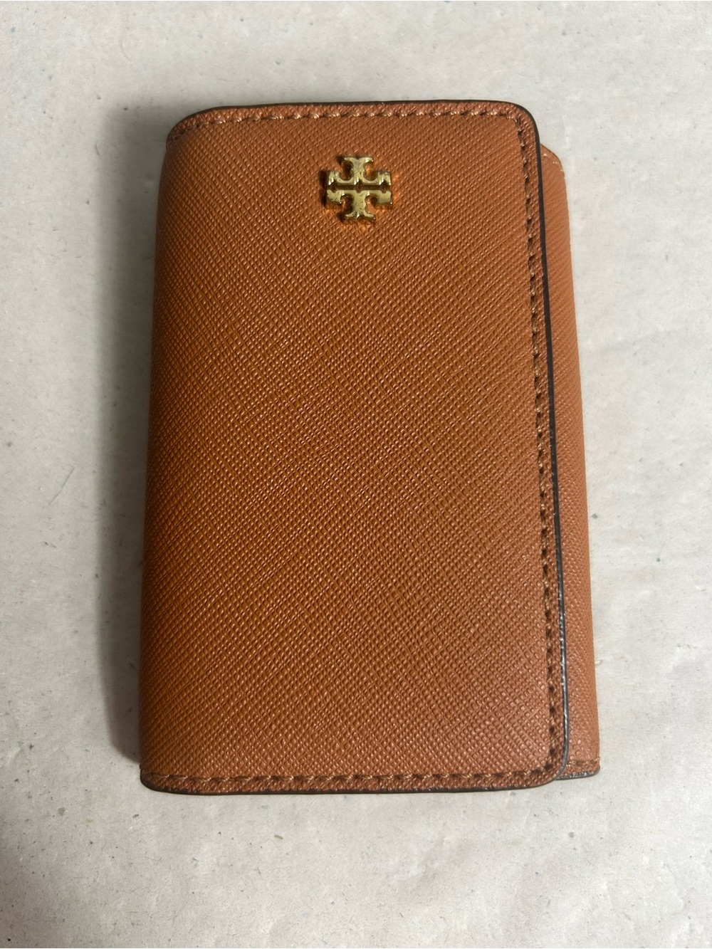 Tory Burch Brown York Key Case Card Holder with Gold Logo Unisex Wallet
